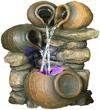 Hi-Line Gift Ltd 3-Jug Pouring into One Fountain with Light 1
