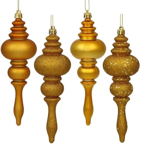 Vickerman 7 Inch 4-Finish Finial Ornament 8 Pack