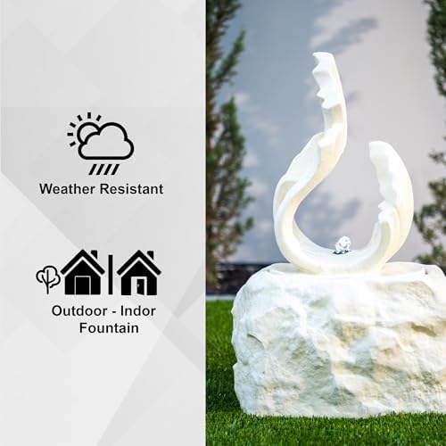 XBrand 25 in H White Stone-Look Fountain with LED Light