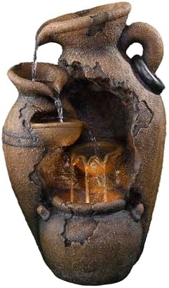 Jeco Old Fashion Pot Outdoor Fountain with LED Light 1