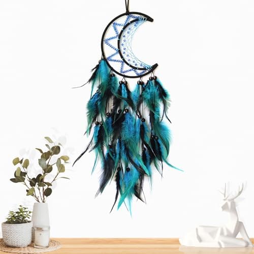 Moon Dream Catcher Black and Blue Wall Decor