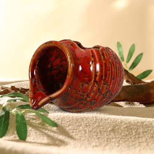 Red Ceramic Fountain Planter for Garden Outdoor Decoration