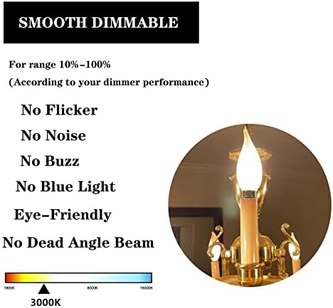 Frosted LED Candelabra Bulbs 6 Pack 6W Dimmable 3000K Soft White