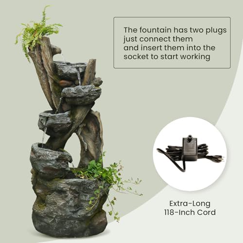 Takamota 437 Inch 5-Tier Cascading Waterfall Fountain with LED Light