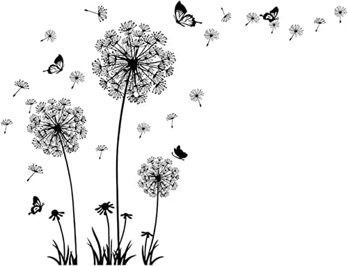 Arawat Dandelion Wall Decals 2 Set Butterfly Flower Stickers Murals