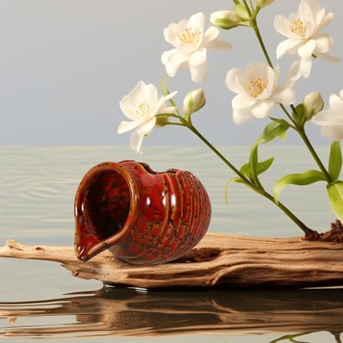 Red Ceramic Fountain Planter for Garden Outdoor Decoration