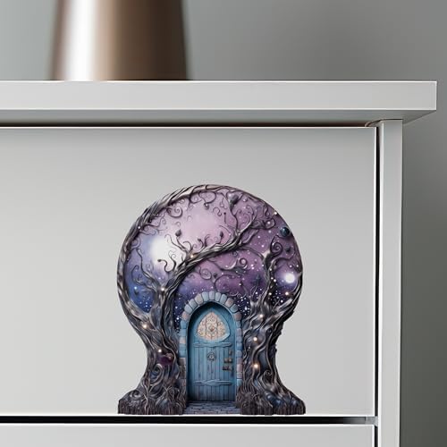Starry Nebula Sky with Tree House Moon Decor Wall Sticker