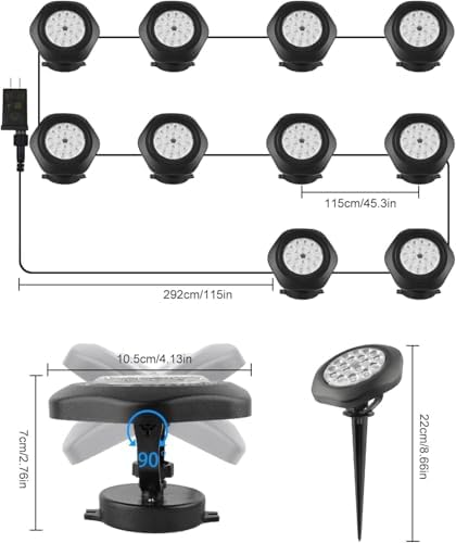 CREPOW RGB Pond Lights Set of 10 with Bluetooth Control
