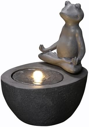 Meditating Frog Fountain with LED Lights