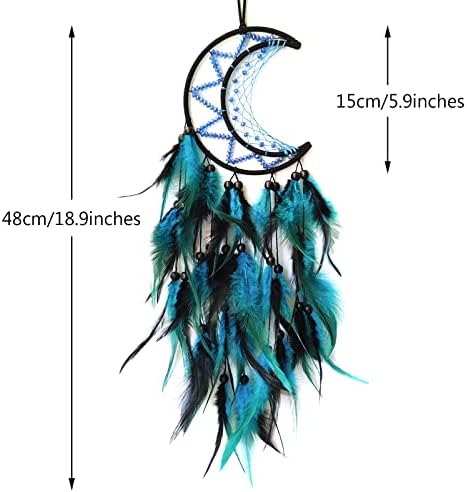 Moon Dream Catcher Black and Blue Wall Decor