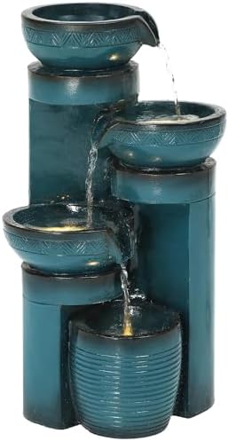 Autodaya 193 Inch H Pedestal Water Fountain with LED Lights and Pump