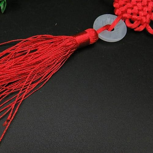 Seadiquiet Red Chinese Knot Jade Charm Tassel Pendant for Luck and Prosperity