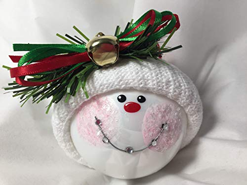 Personalized Braces Christmas Glass Jingle Bell Ornament