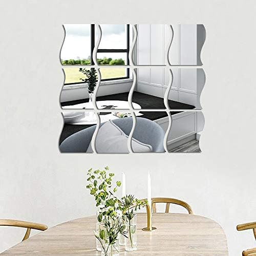 12PCS Wavy Mirror Wall Stickers 3D Art Decor
