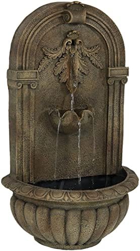 Sunnydaze Florence 27 Inch Polystone Wall Fountain with Electric Pump