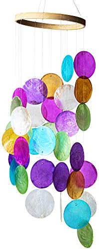 Rainbow Capiz Shell Wind Chime Decor