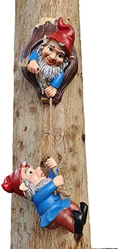 Whimsical Gnome Tree Hugger Figurine Sculpture