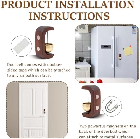 Munkant Magnetic Door Bell Chime Wooden Decorative Bell