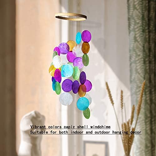 Rainbow Capiz Shell Wind Chime Decor