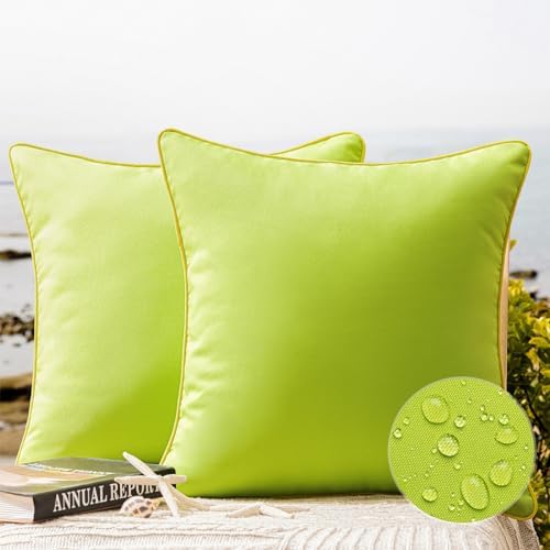 Phantoscope Waterproof Pillow Covers Pack of 2 18x18 Inches Lime Green