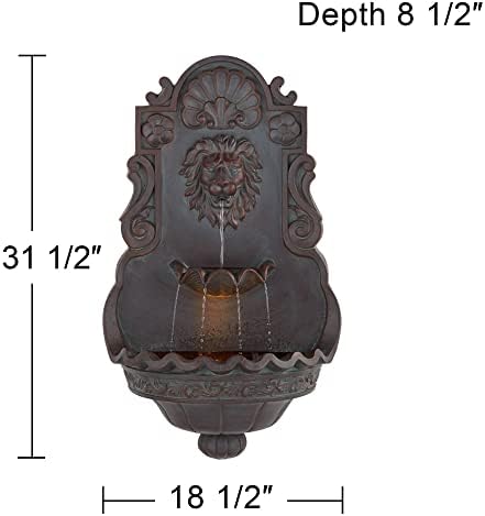John Timberland Royal Lion Head Wall Fountain with LED Light 1