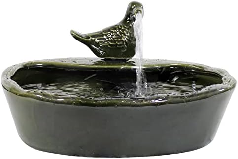 Sunnydaze Ceramic Dove 7 Inch Solar Water Fountain Green Glaze