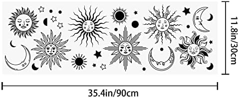 PLIGREAT Sun Moon Wall Decals Waterproof Peel and Stick Decor