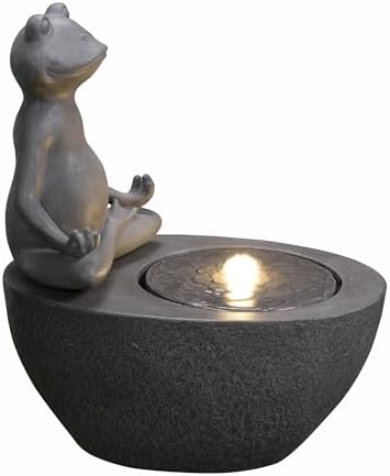 Meditating Frog Fountain with LED Lights