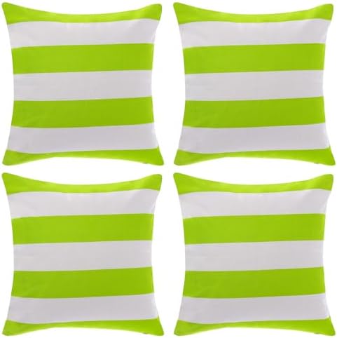 4 Pack Green White Waterproof Pillow Covers for Outdoor Use