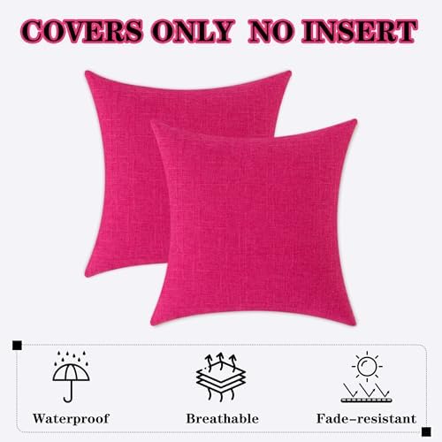 Kevin Textile 2 Pack Waterproof Pillow Covers Hot Pink Checkered