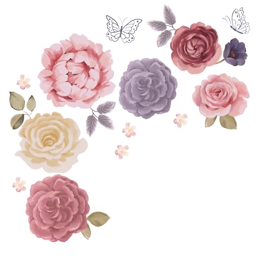 Lambs Ivy Secret Garden Wall Decals with Pink Flowers and Butterflies