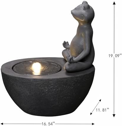 Meditating Frog Fountain with LED Lights