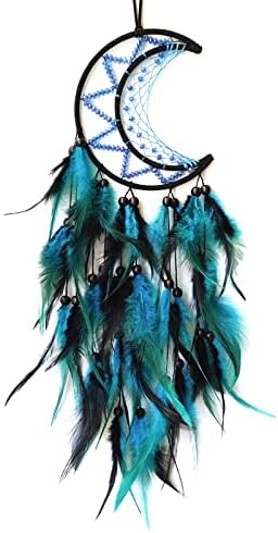 Moon Dream Catcher Black and Blue Wall Decor