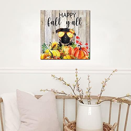 Thanksgiving Hello Fall Decorative Wood Plaque 8x8in