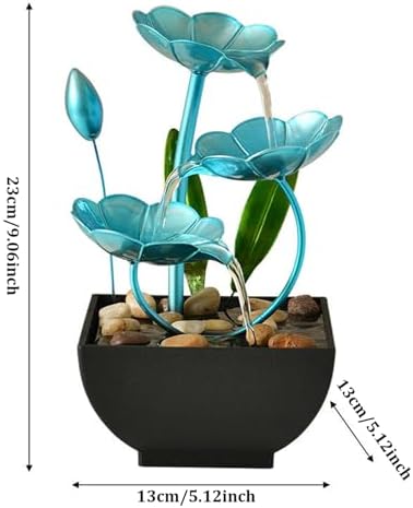 Tabletop Water Fountain with Lotus Design Blue