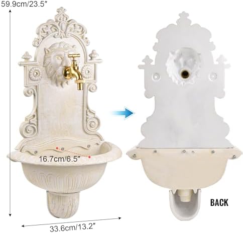 Sungmor Wall Mounted Garden Sink with Lion Head Faucet