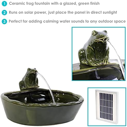 Sunnydaze 28-Inch Solar Fountain with LED Lights and Battery Backup