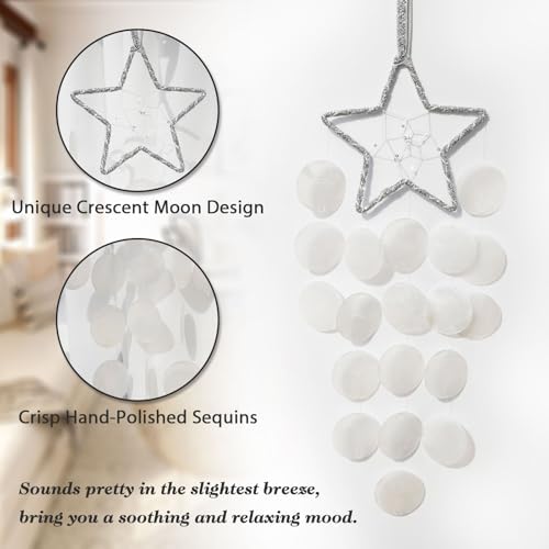 Pretty Jolly Star Design Capiz Wind Chimes for Outdoor Use