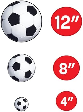 Beistle Soccer Ball Cutouts 4 8 12 Inches White and Black