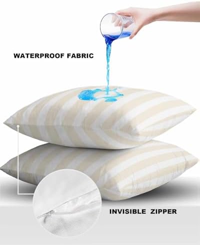 YOKOU Waterproof Throw Pillow Covers Set of 2 Square 18X18