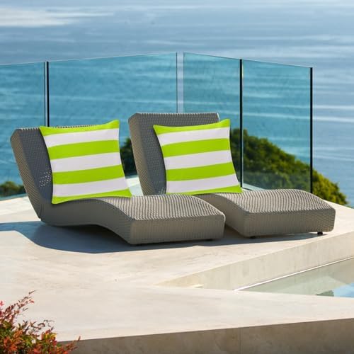 4 Pack Green White Waterproof Pillow Covers for Outdoor Use
