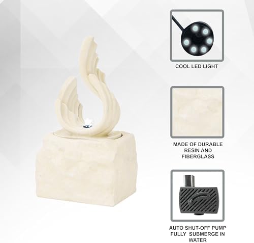 XBrand 25 in H White Stone-Look Fountain with LED Light