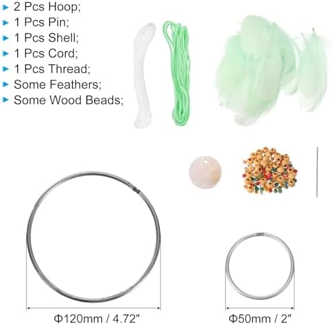 PATIKIL DIY Dream Catcher Kit Green 4 Style