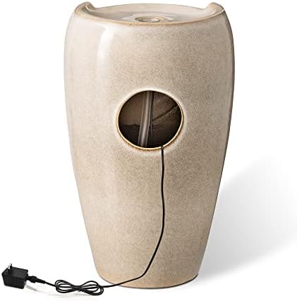 Glitzhome 2125 H Ceramic Fountain with LED Light and Pump