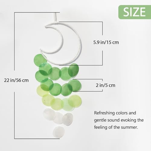 Pretty Jolly Capiz Moon Dream Catcher Wind Chimes Green