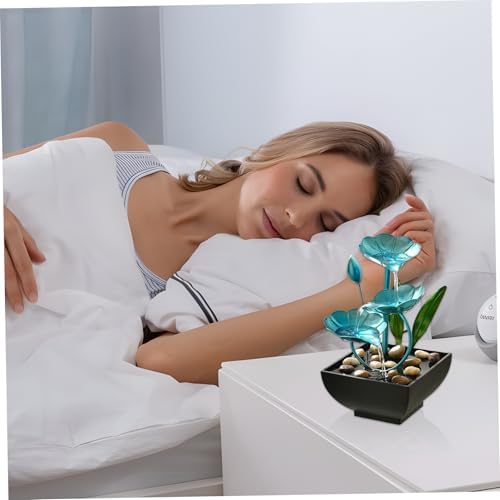 Tabletop Water Fountain with Lotus Design Blue
