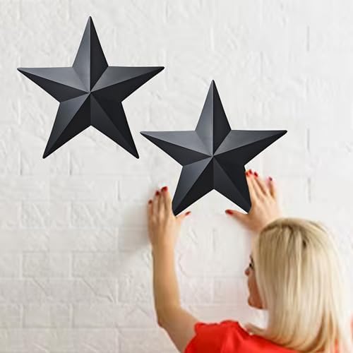 155 Inch Black Barn Star Wall Decor Set of 2