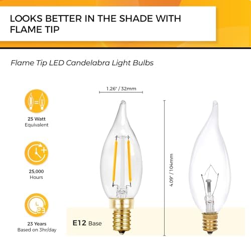 Hizashi 25 Watt Candelabra LED Bulbs 12 Pack