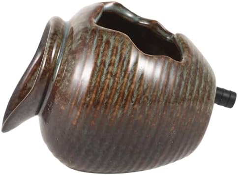 BESPORTBLE Unique Textured Ceramic Jar Solar Fountain Decor