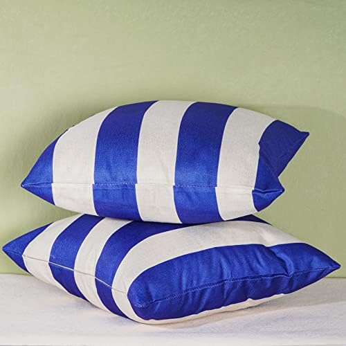 4 Pack Waterproof Pillow Covers Striped Blue White 18x18 Inch
